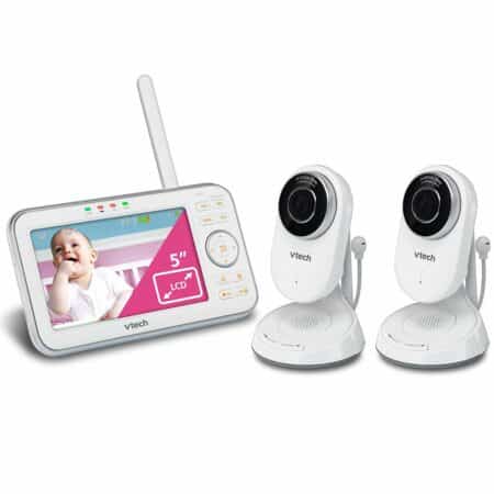 VTech VM5271-2 Video Baby Monitor with 5-inch Screen, Motorized Lens with 6x Optical Zoom, Soothing Sounds & Lullabies, Temperature Sensor & 1,000 feet of Range with 2 Camera