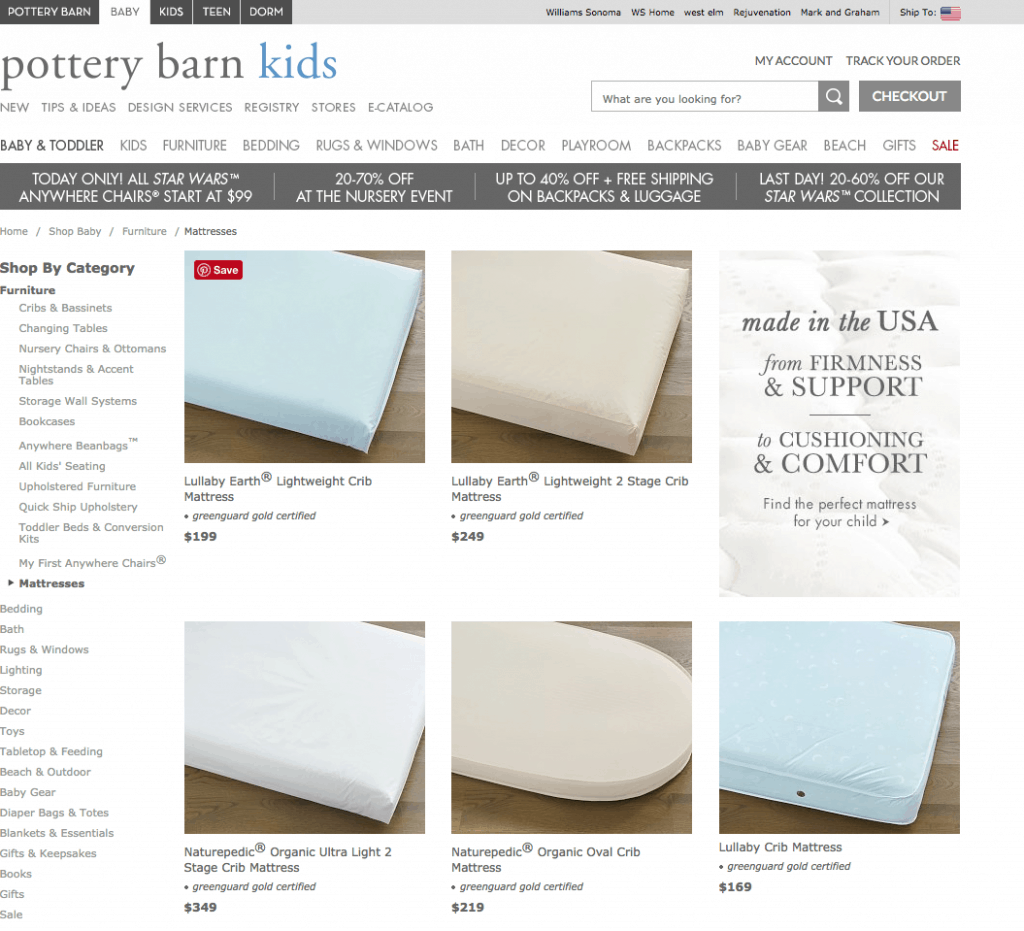 Mattress brand revierws Pottery Barn Kids