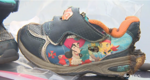 Disney cartoon character shoe catches fire