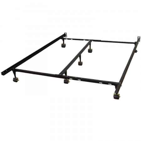 Hercules Universal Heavy Duty Adjustable Metal Bed Frame with Double Rail Center Bar and 7-Locking Rug Rollers, Queen/Twin/Twin X-Large/Full/Full X-Large/King/California King, Black