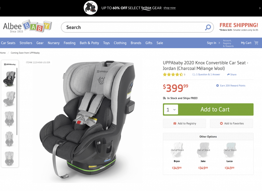 Knox Car Seat Still for Sale on Albee Baby